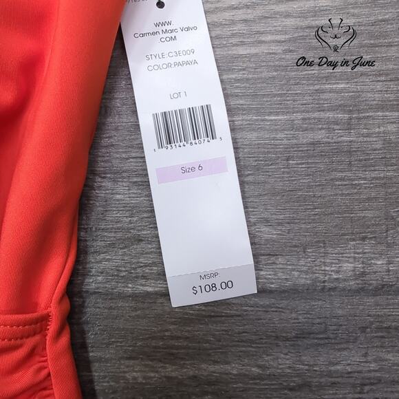 Carmen Marc Valvo Cross Front V Neck One Piece Size 6 - Picture 2 of 5